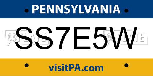 SS7E5W Pennsylvania License Plate