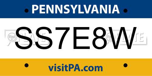 SS7E8W Pennsylvania License Plate