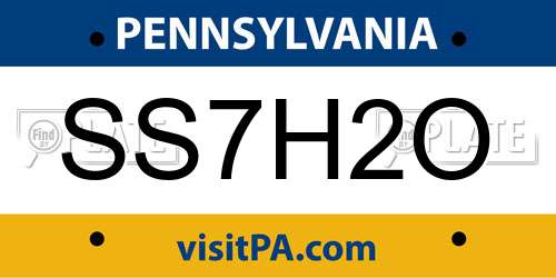 SS7H2O Pennsylvania License Plate