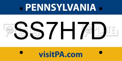 SS7H7D Pennsylvania License Plate