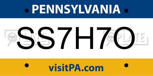 SS7H7O Pennsylvania License Plate