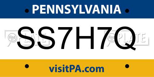 SS7H7Q Pennsylvania License Plate