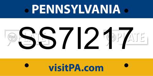 SS7I217 Pennsylvania License Plate
