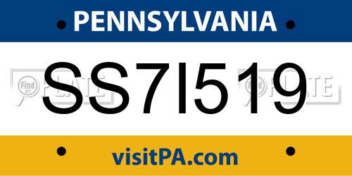 SS7I519 Pennsylvania License Plate
