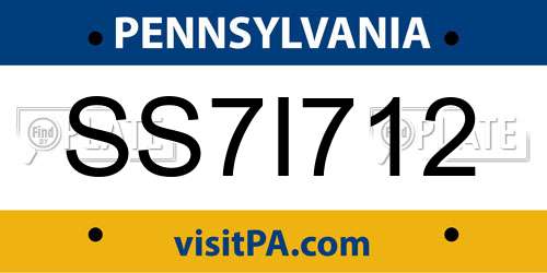 SS7I712 Pennsylvania License Plate