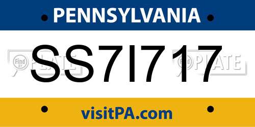 SS7I717 Pennsylvania License Plate