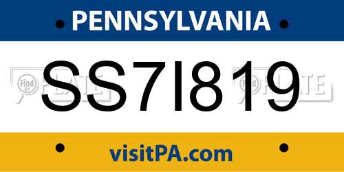SS7I819 Pennsylvania License Plate