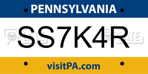 SS7K4R Pennsylvania License Plate