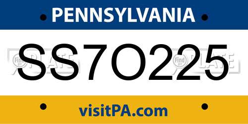 SS7O225 Pennsylvania License Plate