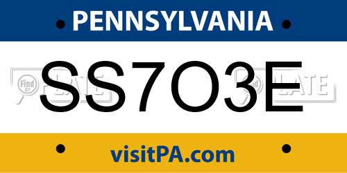 SS7O3E Pennsylvania License Plate