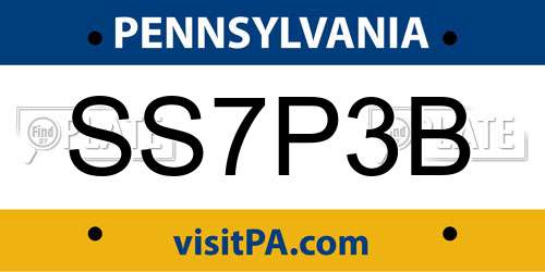 SS7P3B Pennsylvania License Plate