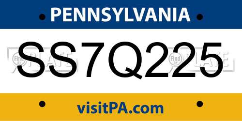 SS7Q225 Pennsylvania License Plate