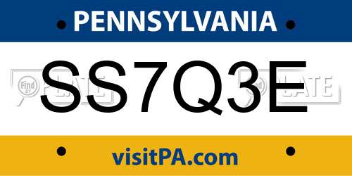 SS7Q3E Pennsylvania License Plate