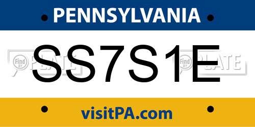 SS7S1E Pennsylvania License Plate
