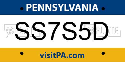 SS7S5D Pennsylvania License Plate