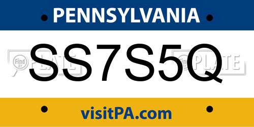 SS7S5Q Pennsylvania License Plate