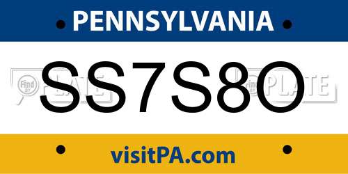 SS7S8O Pennsylvania License Plate