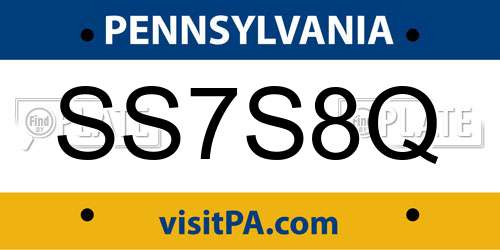 SS7S8Q Pennsylvania License Plate