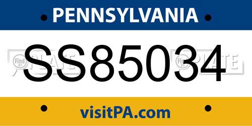 SS85034 Pennsylvania License Plate