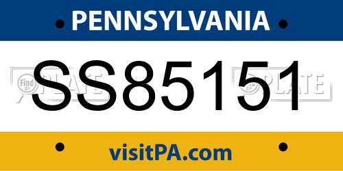 SS85151 Pennsylvania License Plate