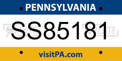 SS85181 Pennsylvania License Plate