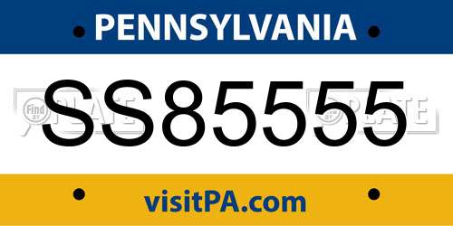 SS85555 Pennsylvania License Plate