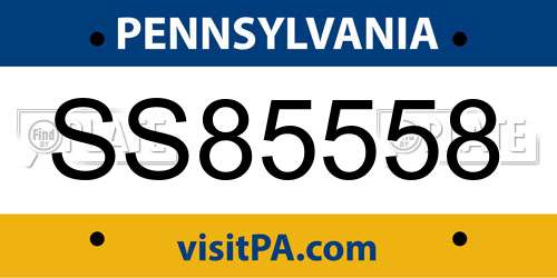 SS85558 Pennsylvania License Plate
