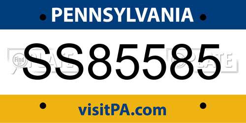 SS85585 Pennsylvania License Plate