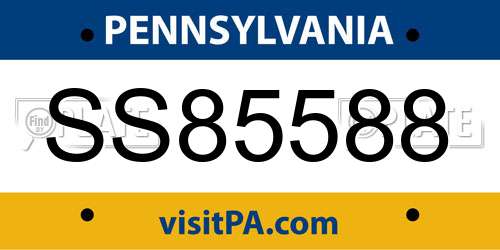 SS85588 Pennsylvania License Plate