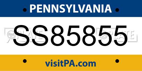 SS85855 Pennsylvania License Plate