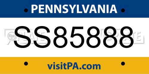 SS85888 Pennsylvania License Plate