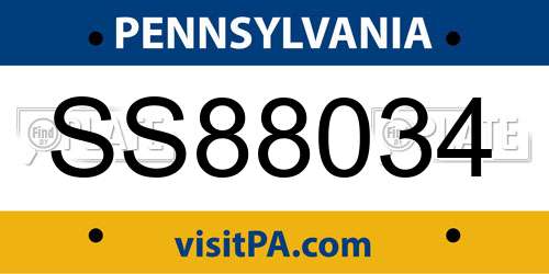 SS88034 Pennsylvania License Plate
