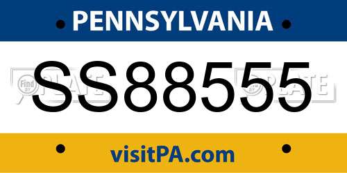 SS88555 Pennsylvania License Plate