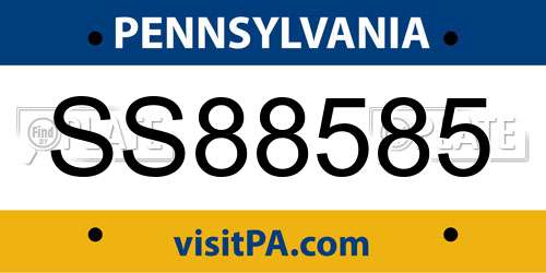 SS88585 Pennsylvania License Plate