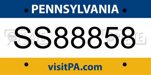 SS88858 Pennsylvania License Plate