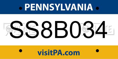 SS8B034 Pennsylvania License Plate