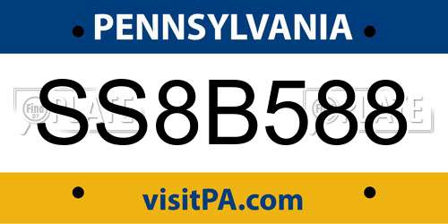 SS8B588 Pennsylvania License Plate
