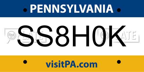 SS8H0K Pennsylvania License Plate