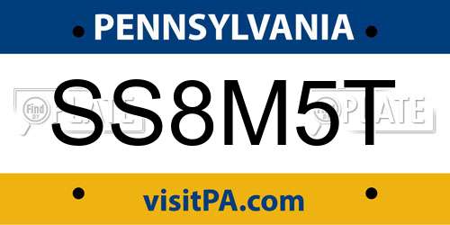SS8M5T Pennsylvania License Plate