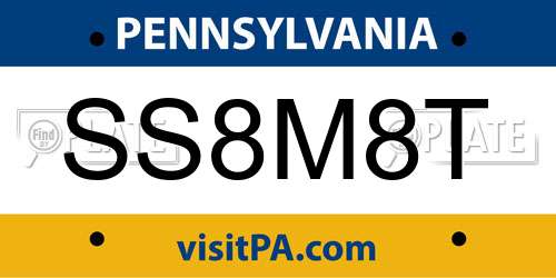 SS8M8T Pennsylvania License Plate