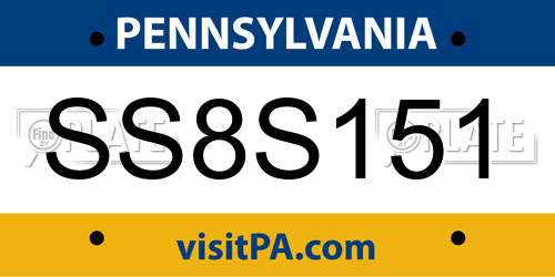 SS8S151 Pennsylvania License Plate