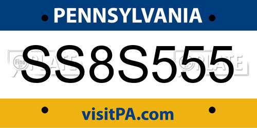SS8S555 Pennsylvania License Plate