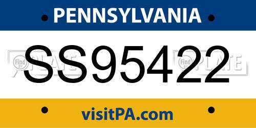 SS95422 Pennsylvania License Plate