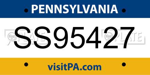 SS95427 Pennsylvania License Plate