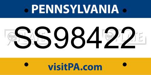 SS98422 Pennsylvania License Plate
