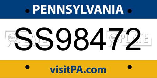 SS98472 Pennsylvania License Plate