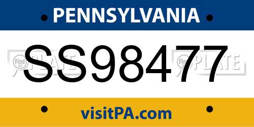 SS98477 Pennsylvania License Plate