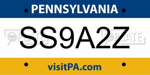 SS9A2Z Pennsylvania License Plate