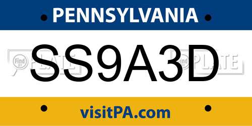 SS9A3D Pennsylvania License Plate