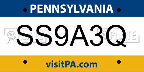 SS9A3Q Pennsylvania License Plate